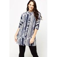 Navy Striped Button Tunic
