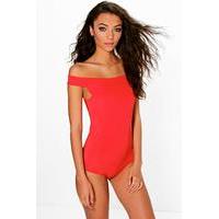 nayla slinky off the shoulder bardot body red