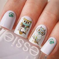 Nail Art Water Decals Transfer Stickers Cute Animal Owl Pattern Sticker BOP124