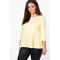 Nadia Ruffle Hem 3/4 Sleeve Top - yellow