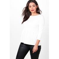 Nadia Ruffle Hem 3/4 Sleeve Top - ivory