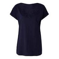 Navy Crochet Neck T-shirt