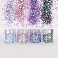 nail art 10ml pink purple mixed nail glitter powder hexagon shape glit ...