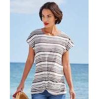 navywhite stripe twist hem jersey top