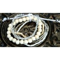 Natural Coco Bead Multi Strand Bracelet