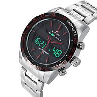 NAVIFORCE Men\'s Sport Watch Fashion Watch Wristwatch Casual Watch Quartz Digital Calendar Dual Time Zones Stainless Steel Band Luxury Cool Unqiue