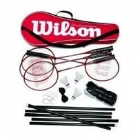 New Wilson Tour Pro Badminton Kit Set Sports Net Post Shuttles With Carry Bag