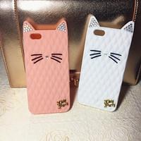 New Diamond Cat Ears Cute Cat Silica Gel Shell for iPhone 6/6S(Assorted Colors)