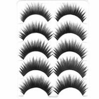 new 5 pairs natural black curled long thick false eyelashes soft eyela ...