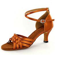 new womens latin ballroom salsa dance shoes brown satin customizable h ...