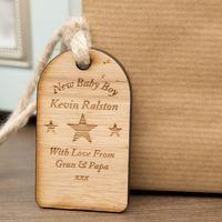 New Baby Boy Wooden Tag