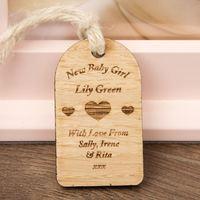 New Baby Girl Wooden Tag