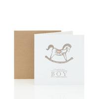 New Baby Boy Card Rocking Horse Design