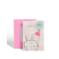 New Baby Girl Bunny & Balloon Card