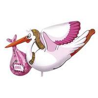 New Baby Girl Stork Foil Balloon