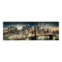 New York Manhattan Night and Moon - Midi Poster - 30.5cm x 91.5cm