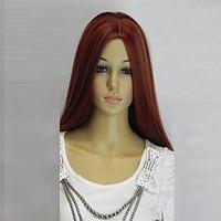 New Cosplay Long Dark Red Mixed Straight Human Manufacture Hair Wig