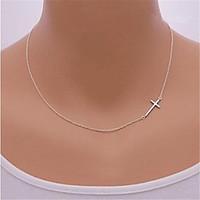 Necklace Pendant Necklaces Jewelry Party / Daily / Casual / Sports Cross Sideways Silver / Sterling Silver / Alloy Gold / Silver 1pc Gift