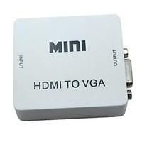 New Mini Converter White HDMI to VGA Audio Video Analog