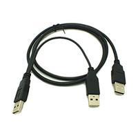 New USB 2.0 A Male to USB A Male Splitter Y cable Data with USB Extral Power for Mobile Hard Disk Drive HDD