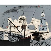 Newhaven Harbour and Cliff By John Piper