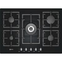Neff T67S76N1Extra wide gas hob on black ceramic glass with stainless steel trim