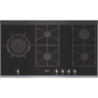 neff t69s86n0 extra wide gas hob on black ceramic glass with stainless ...