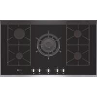 Neff T69S76N0 Extra wide gas hob on black ceramic glass with stainless steel trim