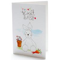 New Born Baby White Bunny Card