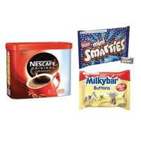 Nescafe 750g Buy 2 FOC Smarties Minis 260g and Milkybar Buttons Treat