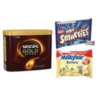 Nescafe Gold Blend 750g Buy 2 FOC Smarties Minis 260g and Milkybar