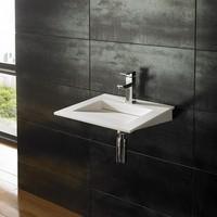 Nero 40cm by 40cm Wall Mounted Pure White Solid Surface Contemporary Basin