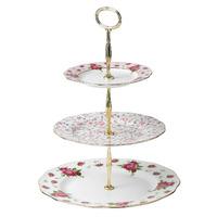 new country roses white vintage 3 tier cake stand