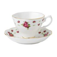 New Country Roses White Vintage Teacup and Saucer