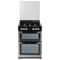 New World NW601GDOLSTA 60cm Gas Cooker in St Steel Double Oven Glass L