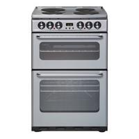 New World 444440034 55cm Electric Cooker in Silver Double Oven with Gr