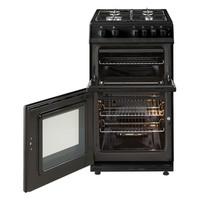 New World 444443996 50cm Gas Cooker in Black Twin Cavity