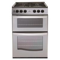 new world 444440077 55cm twin cavity gas cooker in silver