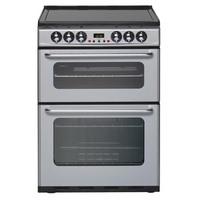 New World 444440040 60cm Electric Cooker in Silver Double Oven Ceramic