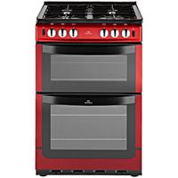 New World 444442190 60cm Dual Fuel Cooker in Metallic Red Double Oven