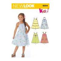 New Look Childrens Easy Sewing Pattern 6204 Empire Line Sun Dresses