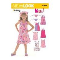 New Look Childrens Easy Sewing Pattern 6478 Dresses & Head Scarf
