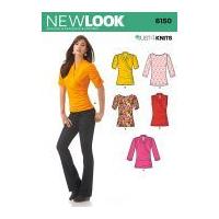 new look ladies sewing pattern 6150 plain ruched jersey tops