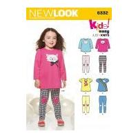 New Look Girls Easy Sewing Pattern 6332 Stretch Knit Novelty Tops & Leggings