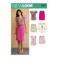 new look ladies sewing pattern 6107 blouse tops pencil skirts