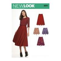 new look ladies easy sewing pattern 6311 full skirts in 4 styles