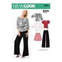 New Look Ladies Easy Sewing Pattern 6816 Jersey Tops, Pants & Skirt