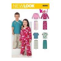 new look childrens easy sewing pattern 6090 pyjama tops bottoms