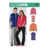 New Look Ladies & Men's Sewing Pattern 6251 Fleece Jackets & Gilets