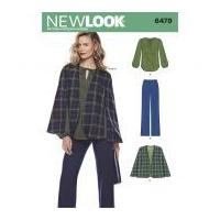 new look ladies sewing pattern 6479 tunic top pants cape